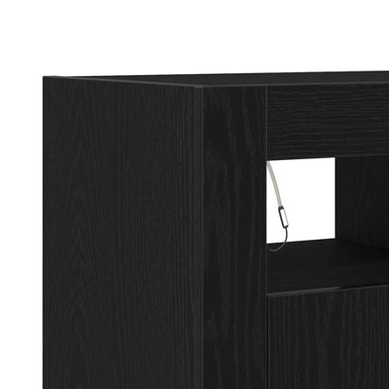 Sideboard Svart Ek 80 x 35 x 75 cm Konstruerat trä