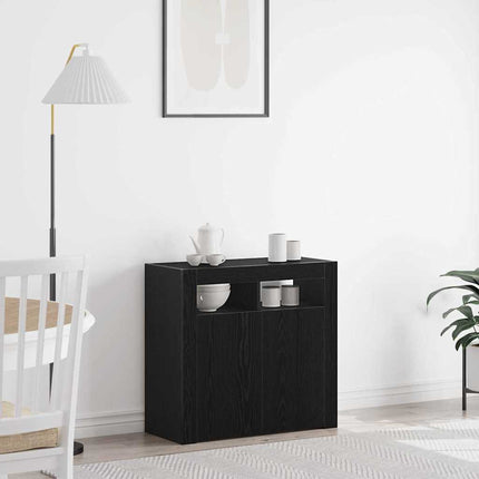 Sideboard Svart Ek 80 x 35 x 75 cm Konstruerat trä