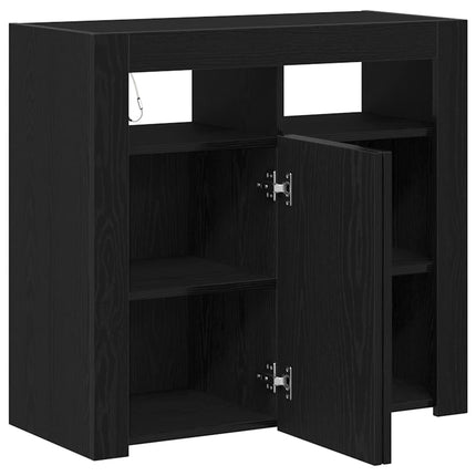 Sideboard Svart Ek 80 x 35 x 75 cm Konstruerat trä