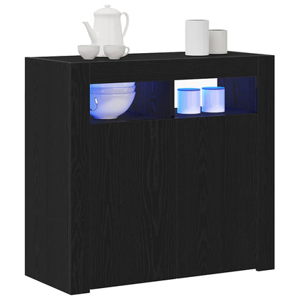 Sideboard Svart Ek 80 x 35 x 75 cm Konstruerat trä