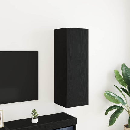 Vägg TV Skåp Svart Ek 30,5 x 30 x 90 cm Konstruerat trä