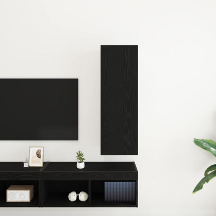 Vägg TV Skåp Svart Ek 30,5 x 30 x 90 cm Konstruerat trä