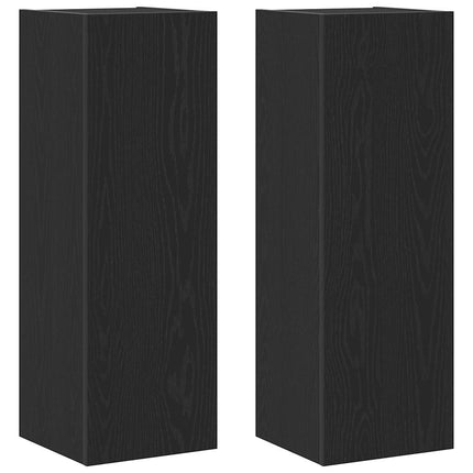 Vägg TV Skåp 2 pcs Svart Ek 30,5 x 28,5 x 90 cm Konstruerat trä