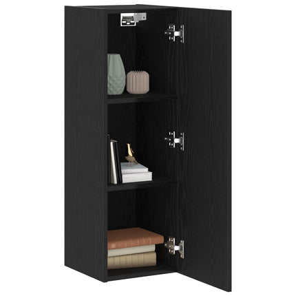 Vägg TV Skåp 2 pcs Svart Ek 30,5 x 28,5 x 90 cm Konstruerat trä