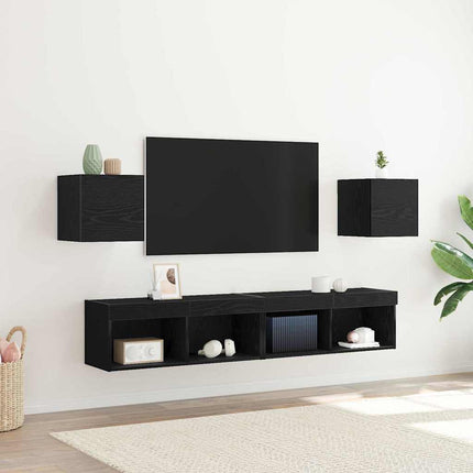 Väggmonterat TV-förråd 2 pcs Svart ek 30,5 x 30 x 30 cm