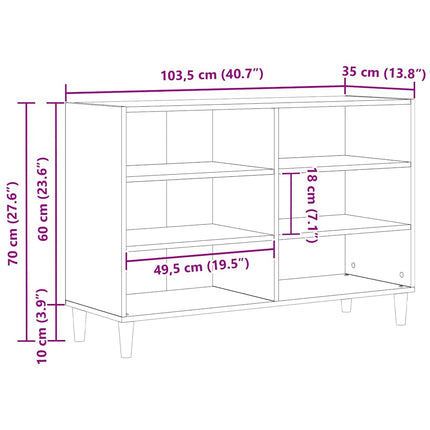 Sideboard Svart Ek 103,5 x 35 x 70 cm Konstruerat trä