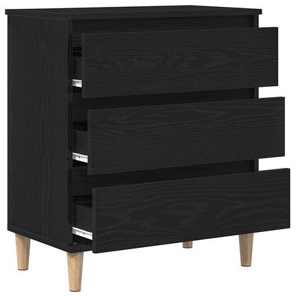 Sideboard med låda Svart Ek 60 x 35 x 70 cm Konstruerat trä