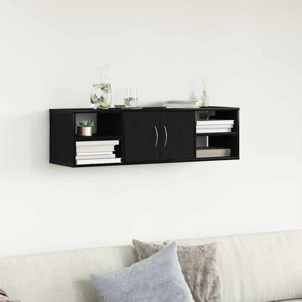 Vägg hylla med hylla Svart Ek 102 x 30 x 29 cm Konstruerat trä