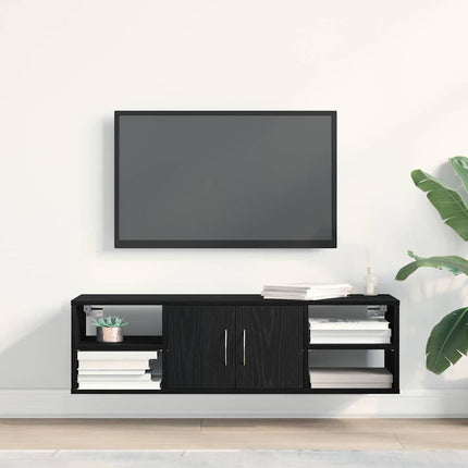 Vägg hylla med hylla Svart Ek 102 x 30 x 29 cm Konstruerat trä