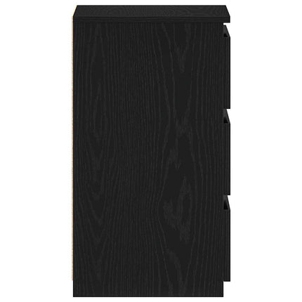 Nattduksbord 2 pcs Svart Ek 40 x 35 x 62,5 cm Konstruerat trä