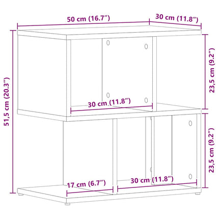 Nattduksbord Svart Ek 50 x 30 x 51,5 cm Konstruerat trä