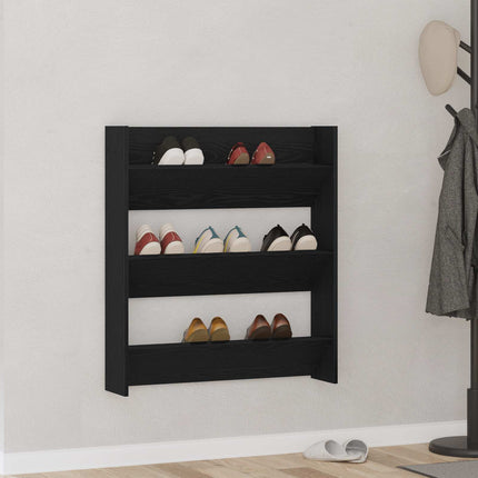 Skoskåp med hylla Svart Ek 80 x 18 x 90 cm Konstruerat trä