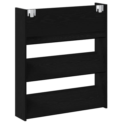 Skoskåp med hylla Svart Ek 80 x 18 x 90 cm Konstruerat trä
