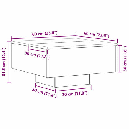 Kaffeebord Svart Ek 60 x 60 x 31,5 cm Konstruerat trä