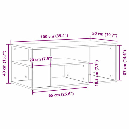 Kaffeebord Svart Ek 100 x 50 x 40 cm Konstruerat trä