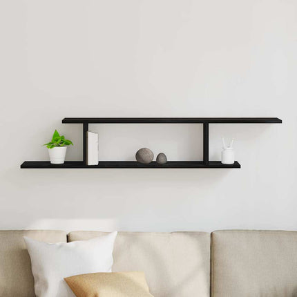 Väggmonterad TV Hylla Svart Ek 125 x 18 x 23 cm Konstruerat trä