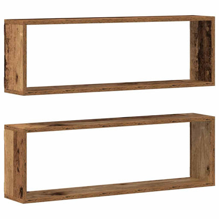 Vägg hyllor Väggmonterat 2 st Gammalt trä 80 x 15 x 26 cm