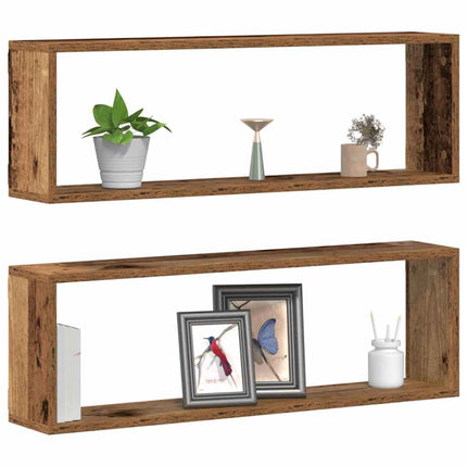 Vägg hyllor 2 pcs Gammalt trä 80 x 15 x 26 cm Konstruerat trä