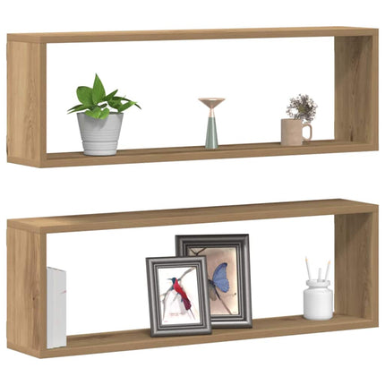 Vägg hyllor 2 pcs Artisan Ek 80 x 15 x 26 cm Konstruerat trä