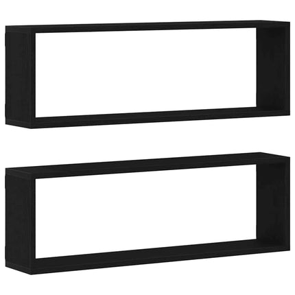 Vägg hyllor 2 pcs Svart Ek 80 x 15 x 26 cm Konstruerat trä