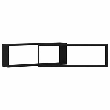 Vägg hyllor 2 pcs Svart Ek 80 x 15 x 26 cm Konstruerat trä