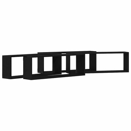 Vägg hyllor Väggmonterat 4 st Svart Ek 80 x 15 x 26 cm