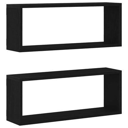 Vägg hyllor 2 pcs Svart Ek 60 x 15 x 23 cm Konstruerat trä