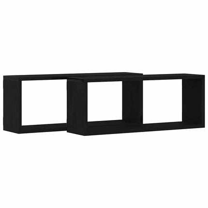 Vägg hyllor 2 pcs Svart Ek 60 x 15 x 23 cm Konstruerat trä