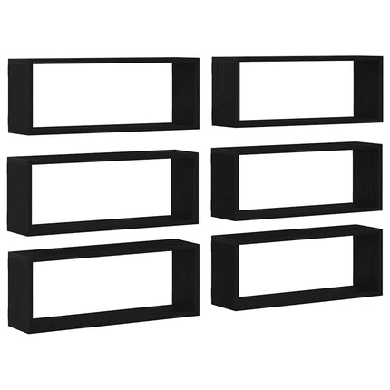 Vägg hyllor 6 pcs Svart Ek 60 x 15 x 23 cm Konstruerat trä