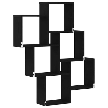 Vägg hylla med hylla Svart Ek 78 x 15 x 93 cm Konstruerat trä