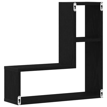 Vägg hylla 2 pcs Svart Ek 50 x 15 x 85 cm Konstruerat trä