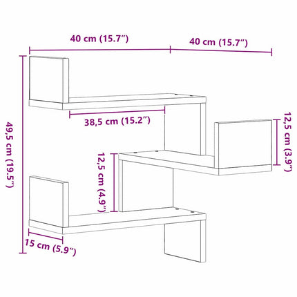 Vägg hylla med hylla Svart Ek 40 x 40 x 49,5 cm Konstruerat trä