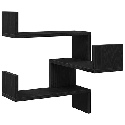 Vägg hylla 2 pcs Svart Ek 40 x 40 x 49,5 cm Konstruerat trä