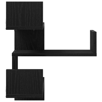 Vägg hylla 2 pcs Svart Ek 40 x 40 x 49,5 cm Konstruerat trä