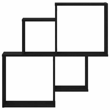 Vägg hylla med hylla Svart Ek 80 x 15 x 78,5 cm Konstruerat trä