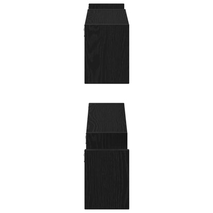 Vägg hylla 2 pcs Svart Ek 100 x 15 x 20 cm Konstruerat trä