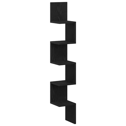 Hörnhylla med hylla Svart Ek 20 x 20 x 127,5 cm Konstruerat trä