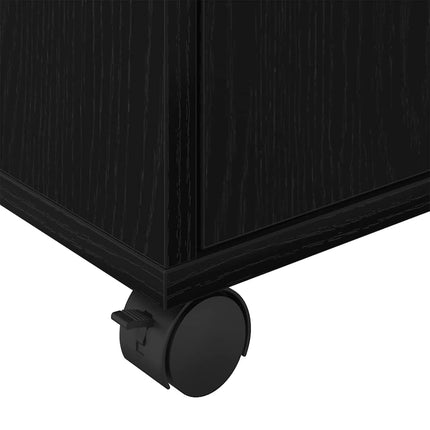 Rullande skåp med hjul Svart Ek 45 x 38 x 54 cm Konstruerat trä