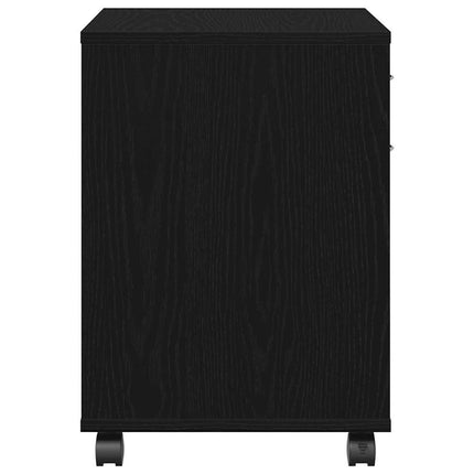 Rullande skåp med hjul Svart Ek 45 x 38 x 54 cm Konstruerat trä