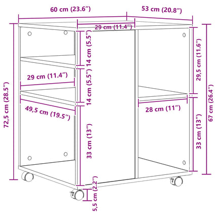 Förvaringsskåp Svart Ek 60 x 53 x 72,5 cm Konstruerat trä
