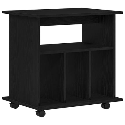 Rullande skåp med hjul Svart Ek 60 x 45 x 55 cm Konstruerat trä