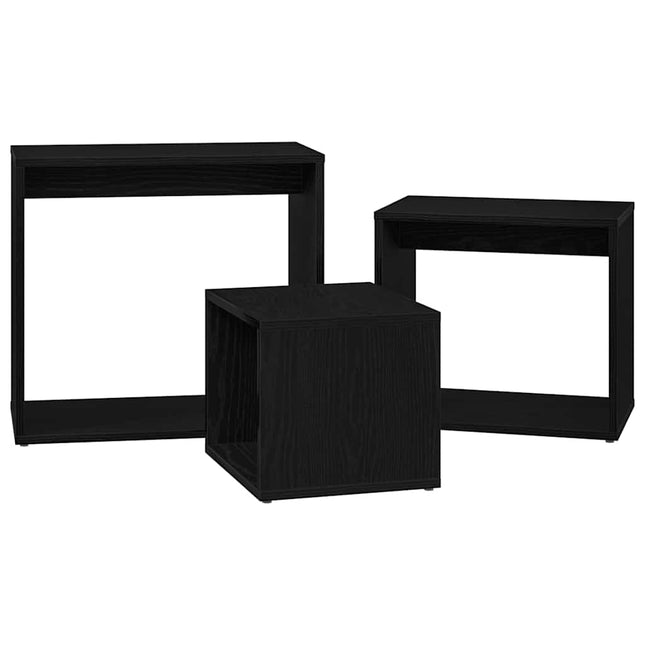 Nestingbord 3 st Svart Ek 55 x 30 x 50 cm Konstruerat trä