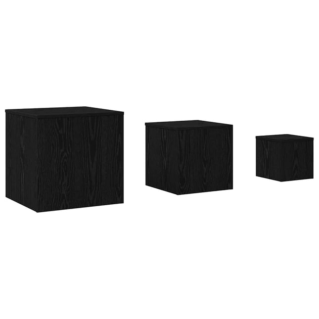 Nestingbord 3 st Svart Ek 45 x 45 x 45 cm Konstruerat trä