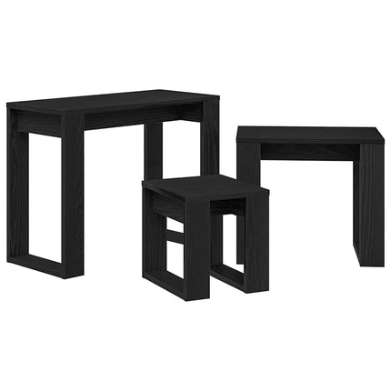 Satsbord 3 pcs Svart Ek Konstruerat trä