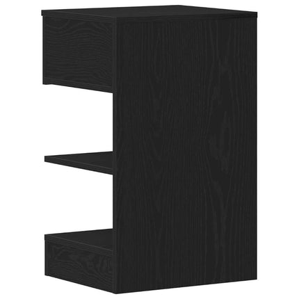 Nattduksbord med låda Svart Ek 40 x 35 x 65 cm Konstruerat trä