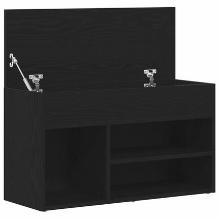 Skobänk med hylla Svart Ek 80 x 30 x 45 cm Konstruerat trä