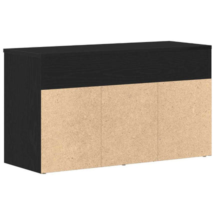 Skobänk med hylla Svart Ek 80 x 30 x 45 cm Konstruerat trä