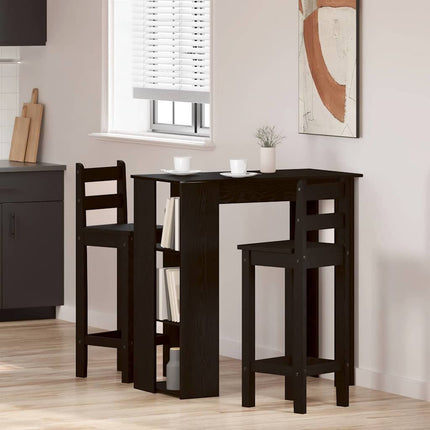 Barbord med hylla Svart Ek 102 x 50 x 103,5 cm Konstruerat trä