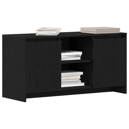 TV-skåp 102 x 37,5 x 52,5 cm Svart Ek Konstruerat trä