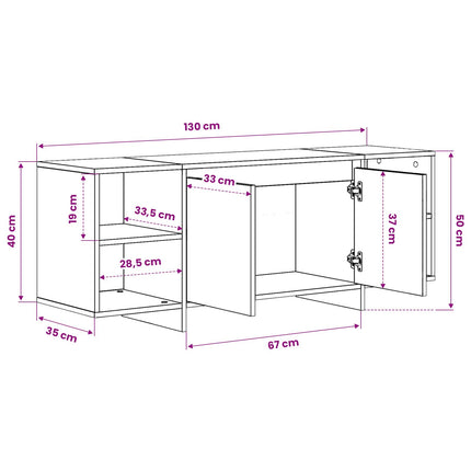 TV-skåp 130 x 35 x 50 cm Svart ek Konstruerat trä